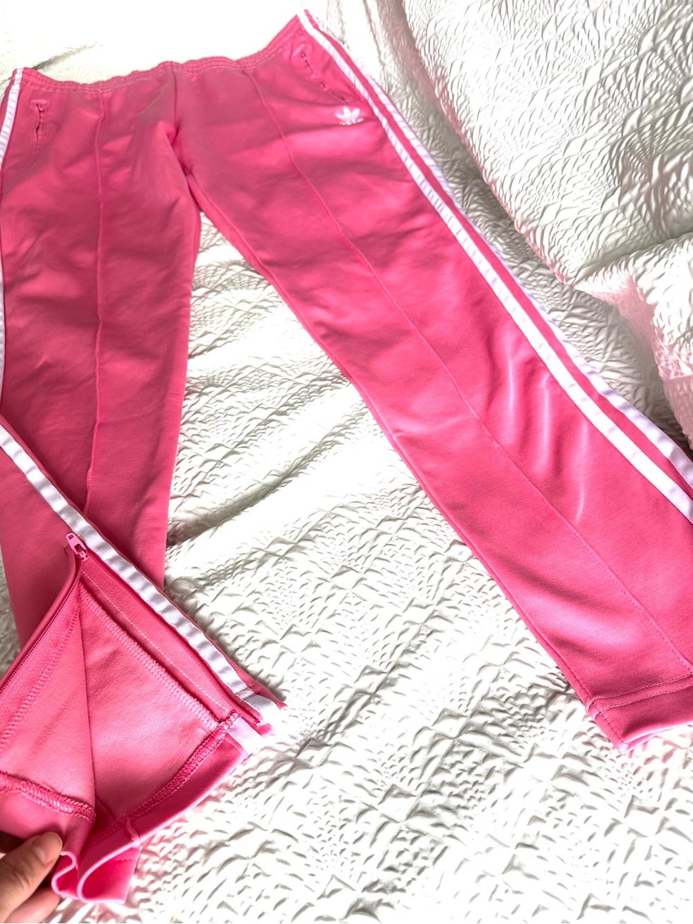 adidas Women’s Pink Track Joggers with Side Stripes - Picture 3 of 11